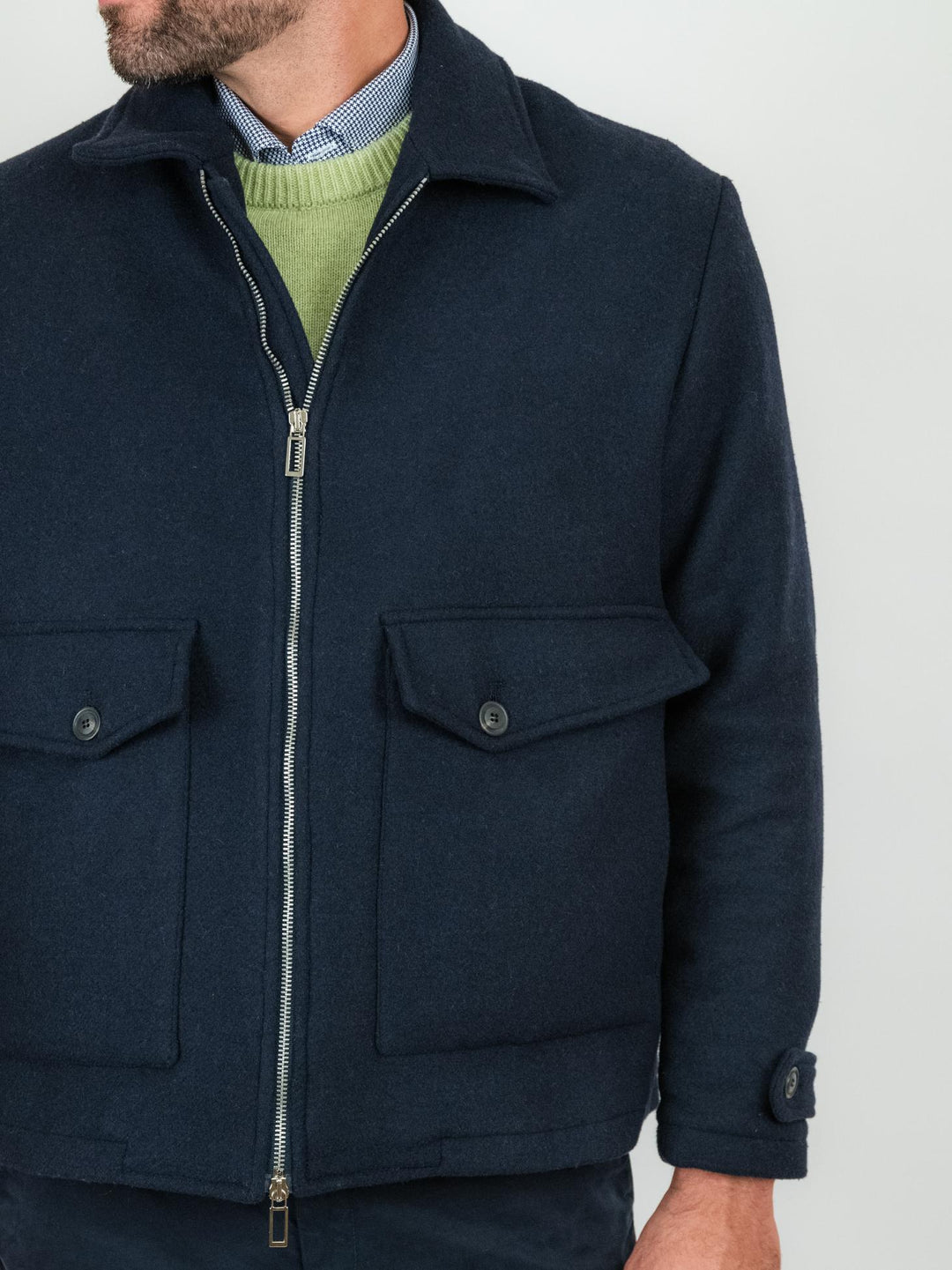 GIACCA IN LANA BLU CON ZIP F2W4J013M DARK BLUE ANDREA MORANDO 