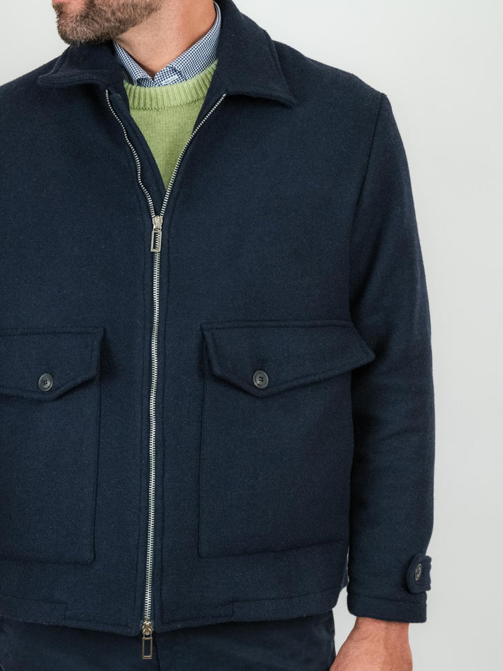GIACCA IN LANA BLU CON ZIP F2W4J013M DARK BLUE ANDREA MORANDO 