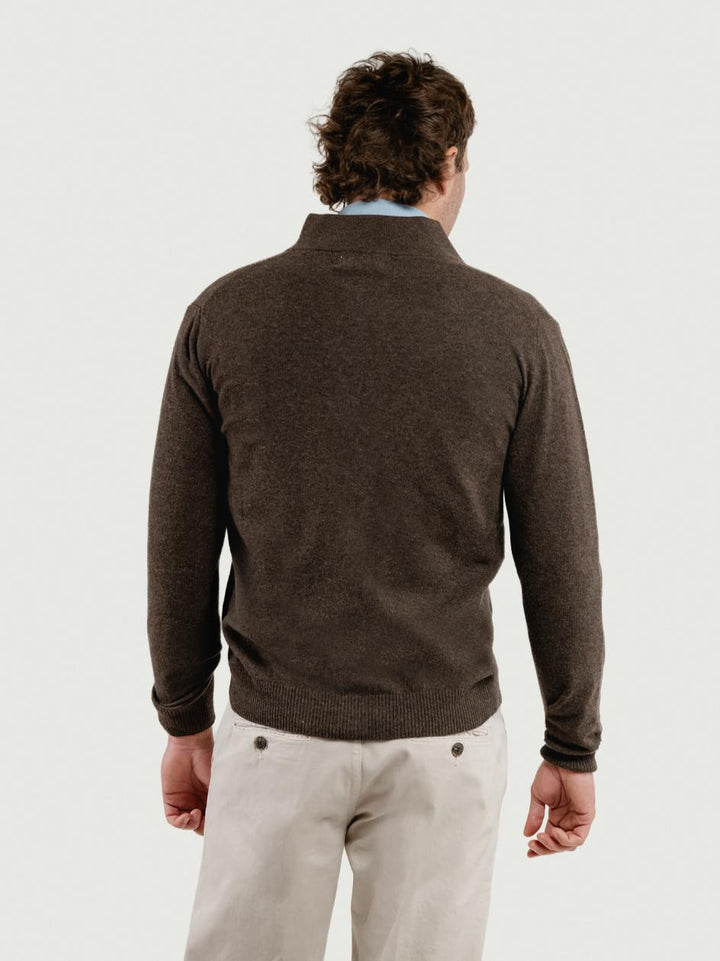 CARDIGAN LUPETTO IN LANA MERINO E CASHMERE TESTA MORO LUPETTO BOTT 510 ANDREA MORANDO 