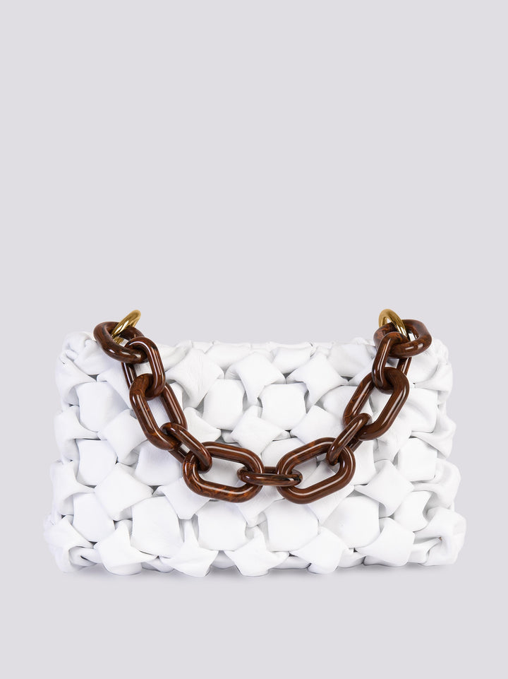 Borsa Curly In Pelle Intrecciata Bianca CURLY BIANCO BIMOR 