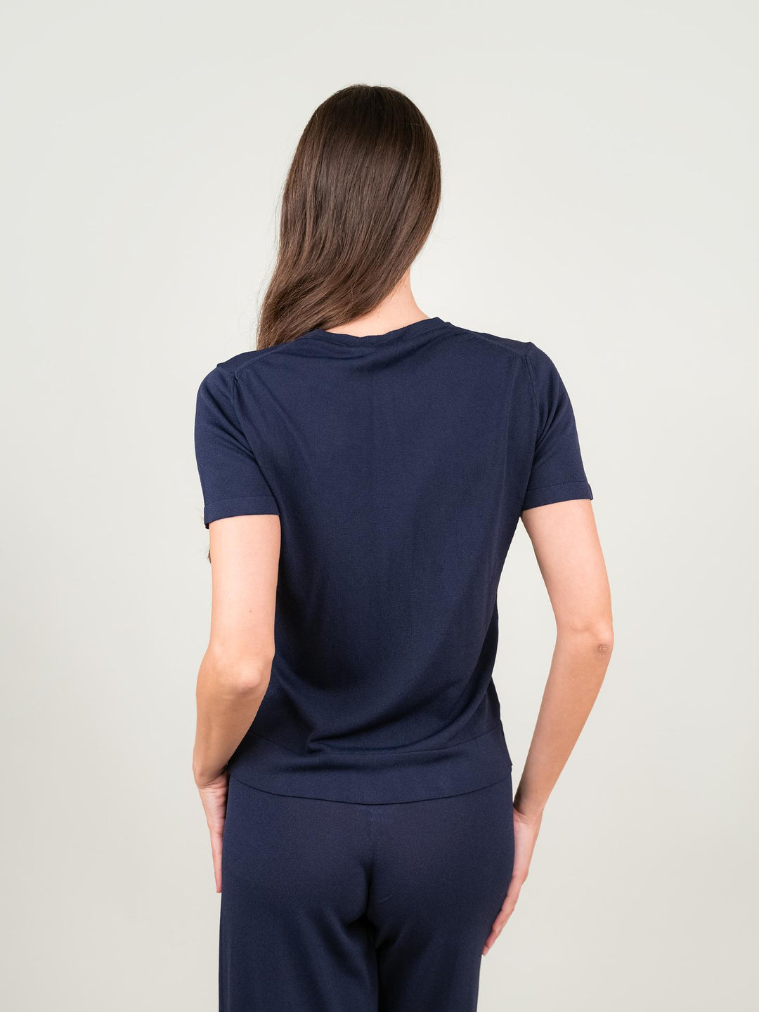 T-SHIRT A MANICA CORTA IN MAGLIA BLU 2666 BLU ANDREA MORANDO 