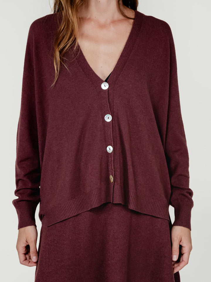 CARDIGAN CON BOTTONI BORDEAUX 022031 2200 BIMOR 