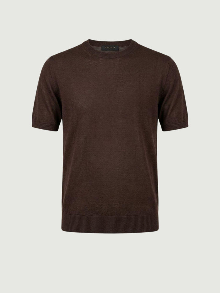 T-shirt girocollo in tencel moro 9-LY0014 2000 ANDREA MORANDO 