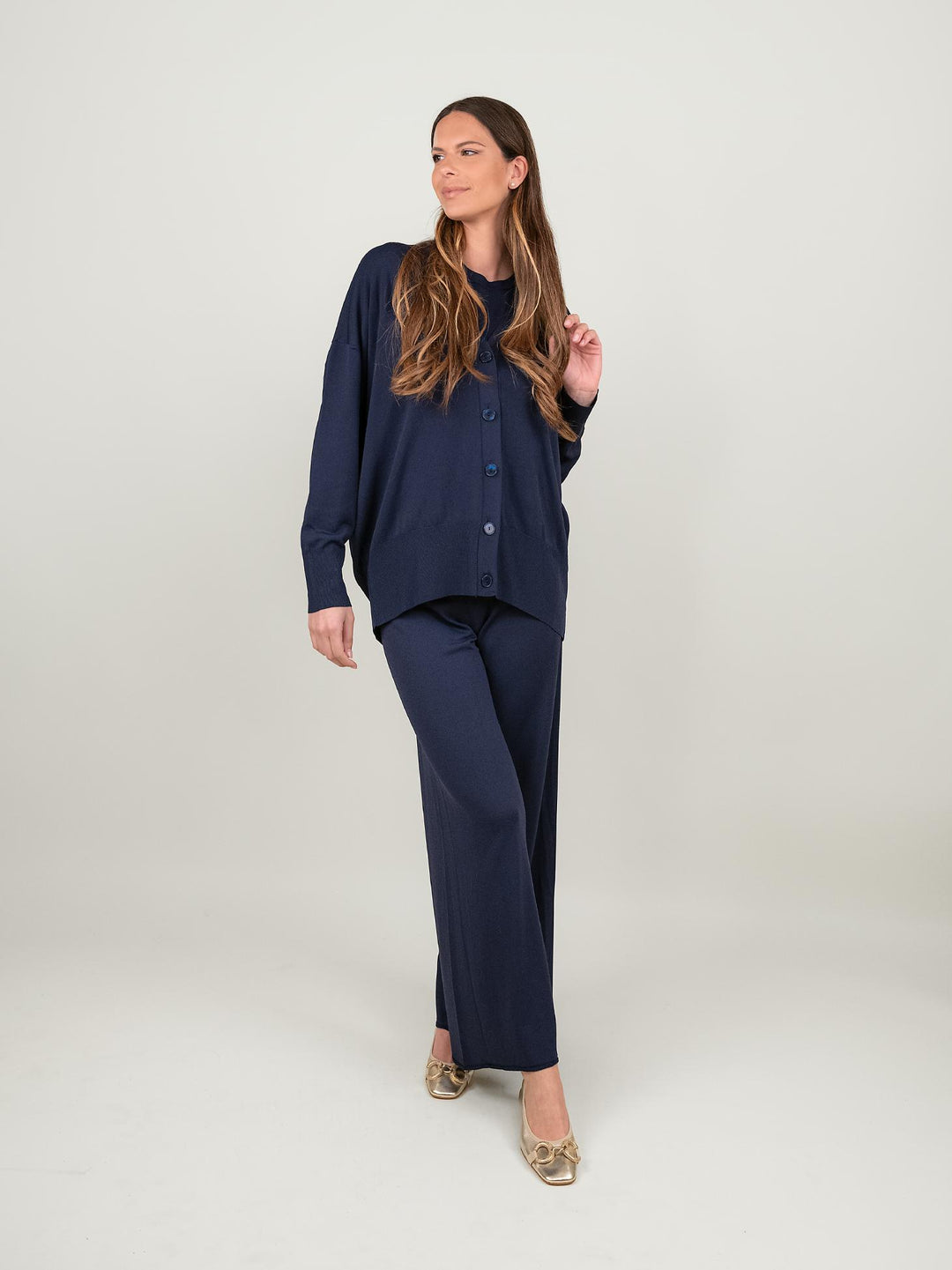 CARDIGAN IN MAGLIA BLU 2653 BLU ANDREA MORANDO 