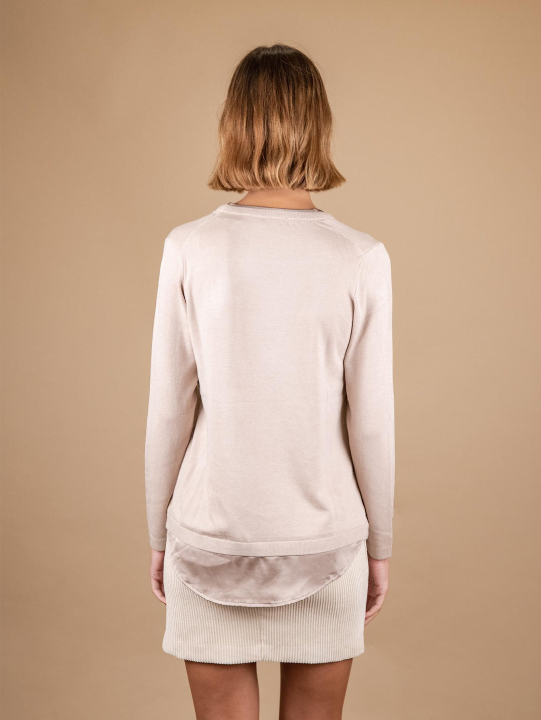 MAGLIA CAMICIA 2 IN 1 BEIGE 2351011 022 ANDREA MORANDO 
