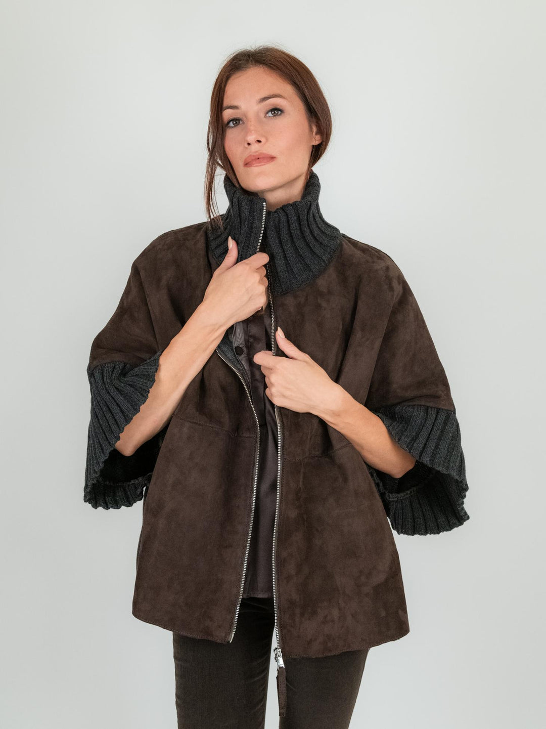 GIACCA MANTELLA ADELE CON PIUMINO 3 IN UNO TESTA MORO ADELE KNIT 618 JACK LEATHER 