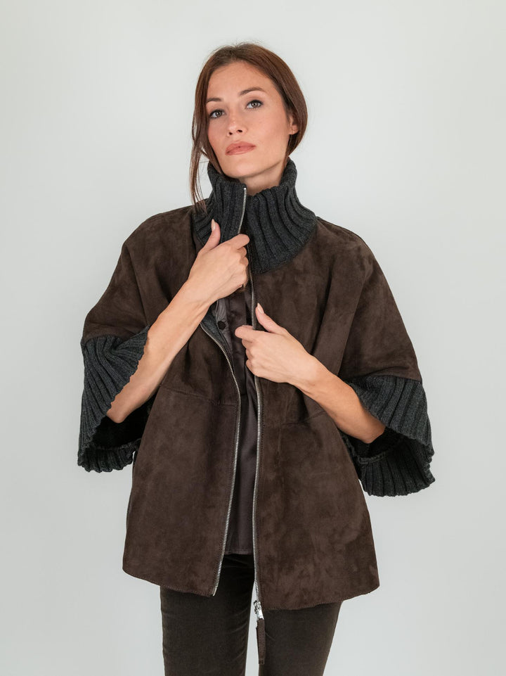 GIACCA MANTELLA ADELE CON PIUMINO 3 IN UNO TESTA MORO ADELE KNIT 618 JACK LEATHER 