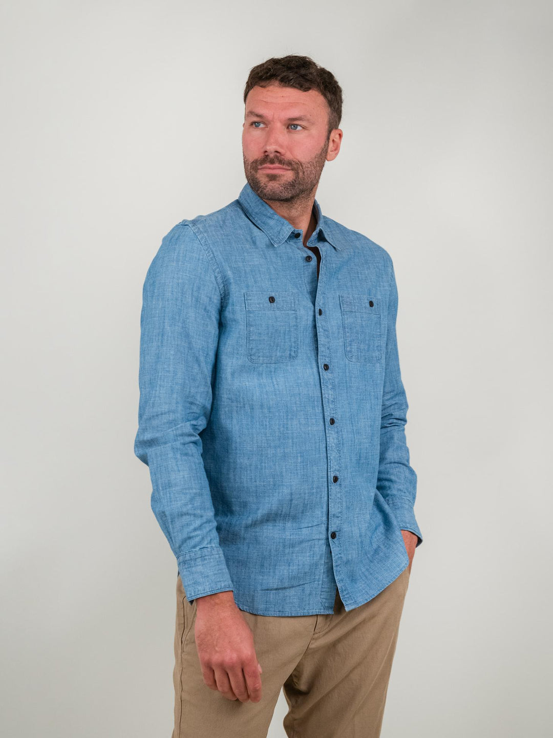 CAMICIA IN DENIM CON BOTTONI A CONTRASTO YORK 01 DEPERLU 