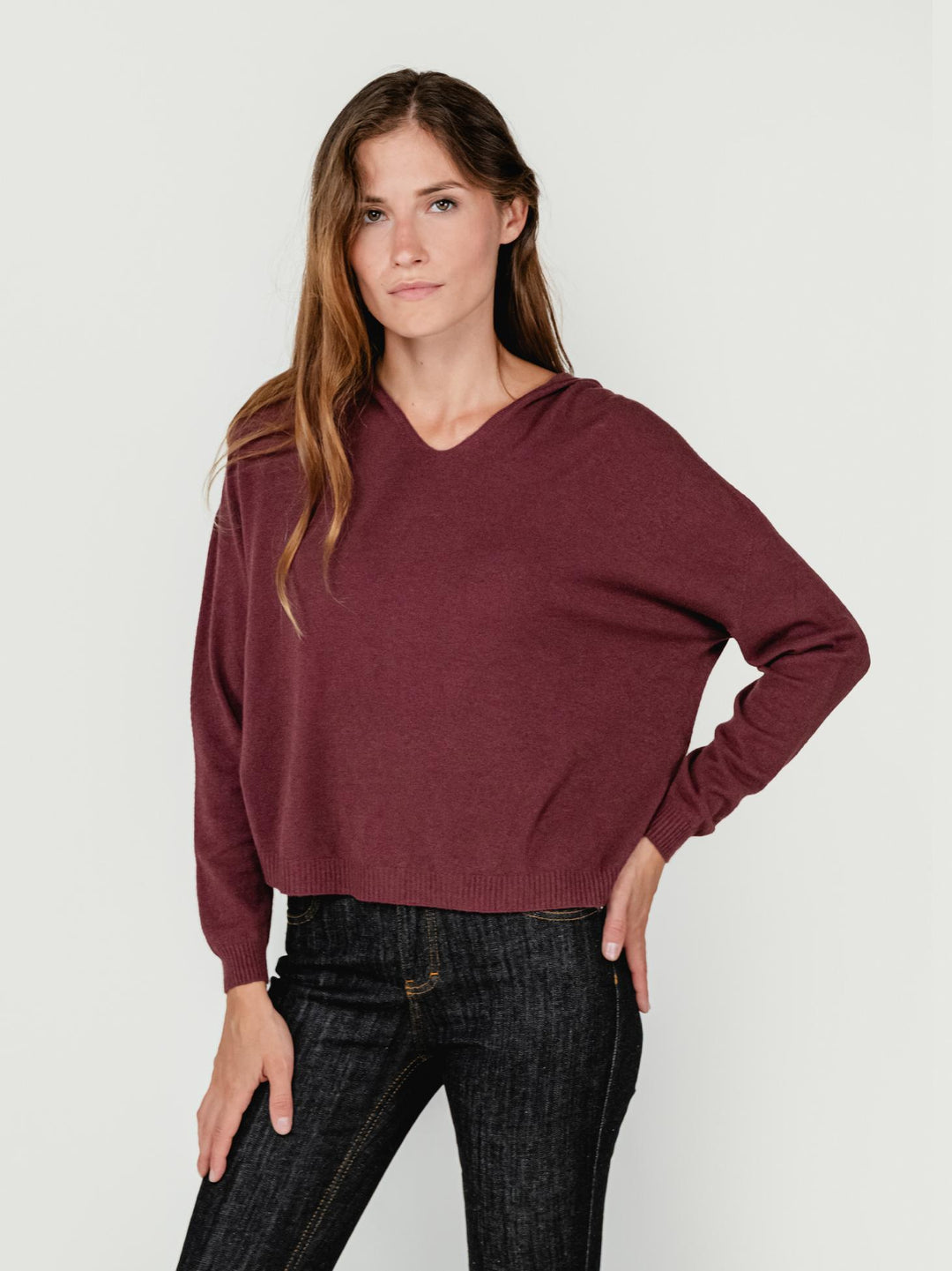 MAGLIA CON CAPPUCCIO BORDEAUX 022004 2200 BIMOR 