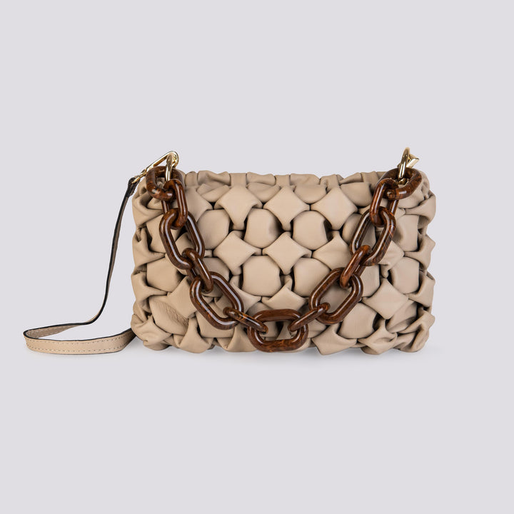 BORSA "CURLY " IN PELLE INTRECCIATA COLOR CAPPUCCINO CURLY CAPPUCCINO BIMOR 