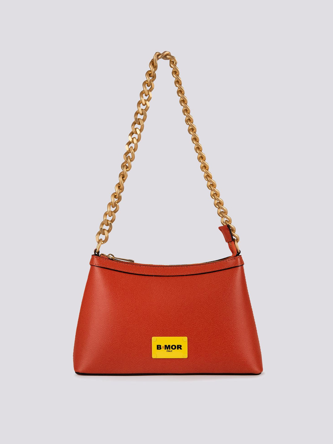 BORSA  CON CATENA ORO OPACA "QUEEN" IN PELLE MATTONE QUEEN ROSSO BIMOR 