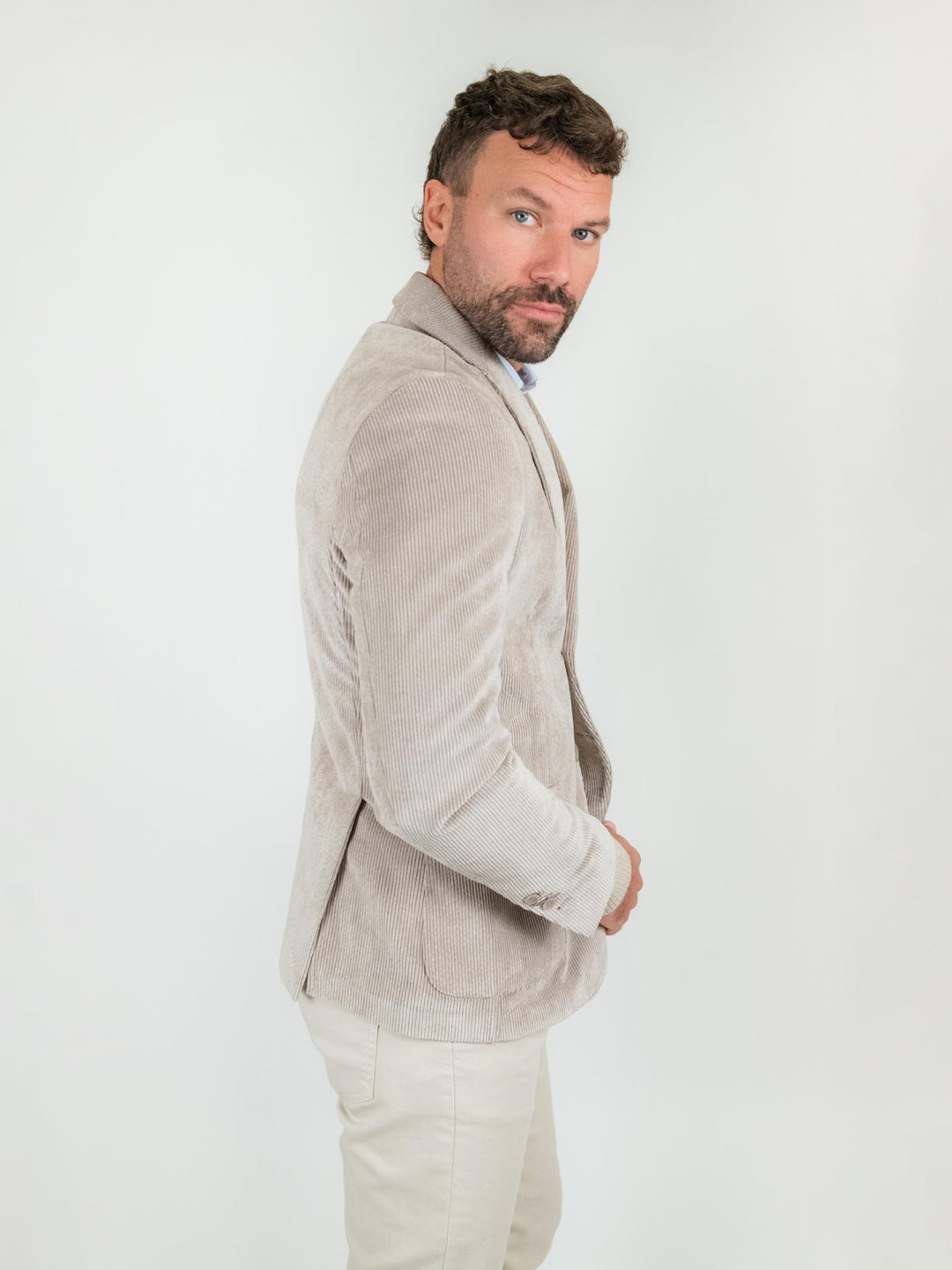 Blazer color sabbia in velluto a coste CR547 BEIGE ANDREA MORANDO 