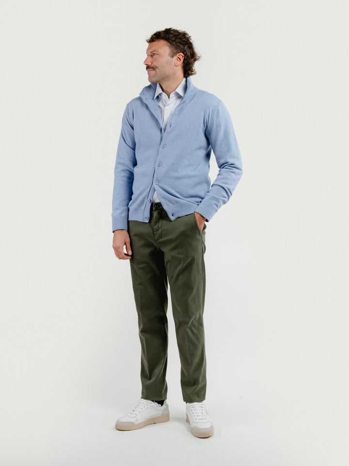 PANTALONE  STRIKER IN COTONE CON MICROTRAMA VERDE PINO T617STR 691 NOLAB 