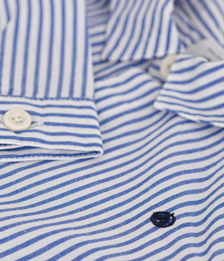 CAMICIA BEBÈ IN POPELINE A RIGHE A0ACE 01 PETIT BATEAU 