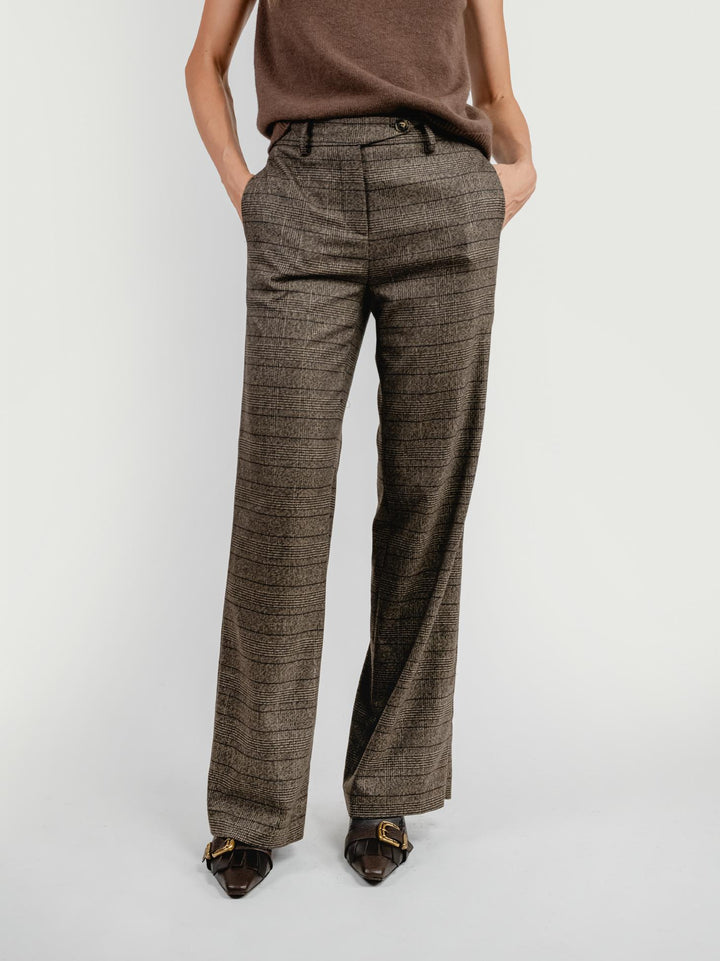 PANTALONE A PALAZZO FANTASIA CHECK TESTA MORO 4113 300 ANDREA MORANDO 