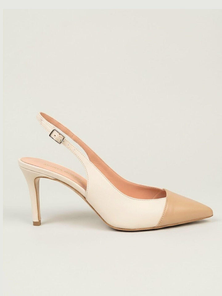 Décolleté slingback in pelle bianca e beige S263 MILK ANDREA MORANDO 