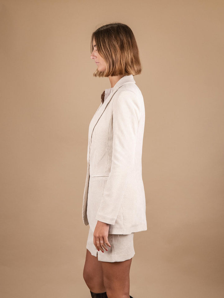 BLAZER MONOPETTO IN VELLUTO A COSTE PANNA G1A5455 PANNA ANDREA MORANDO 