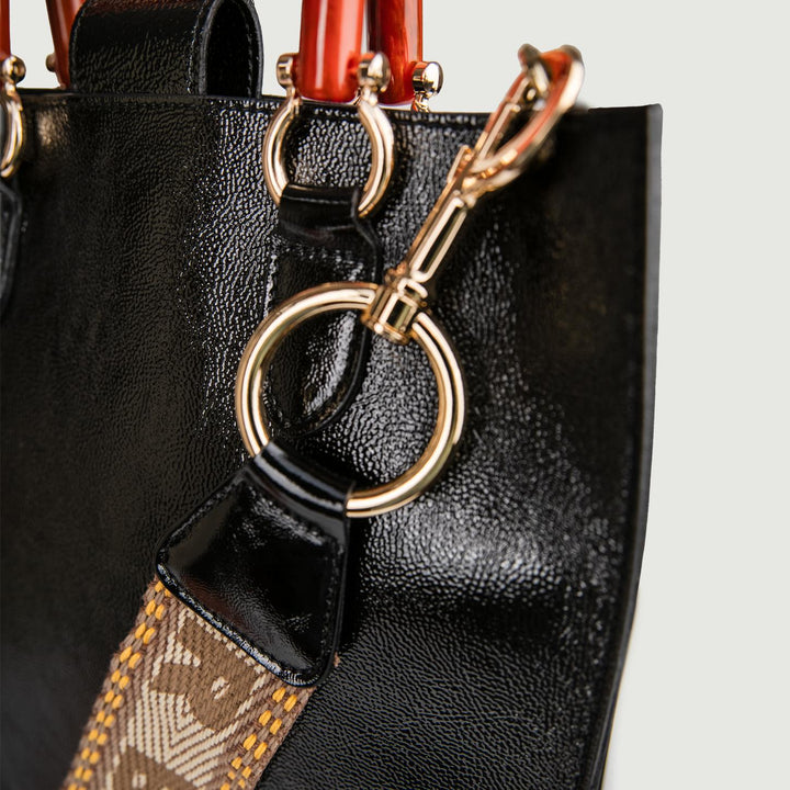 CARTELLA IN PELLE NAPLAK NERA CON MANICI IN RESINA "EMPIRE" EMPIRE NERO BIMOR 