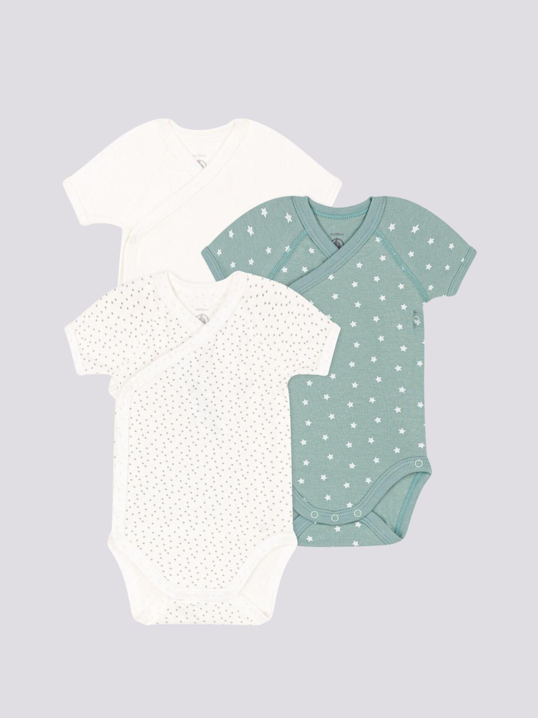 CONFEZIONE DA 3 BODY IN COTONE PER NEONATI A08JB 00 PETIT BATEAU 