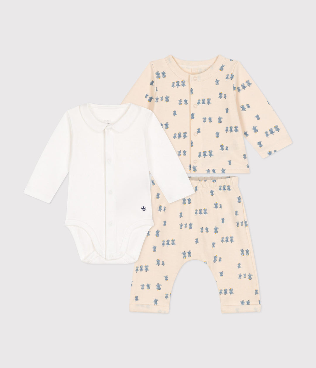Set con fantasia pulcini in tessuto felpato A0BN7 01 PETIT BATEAU 