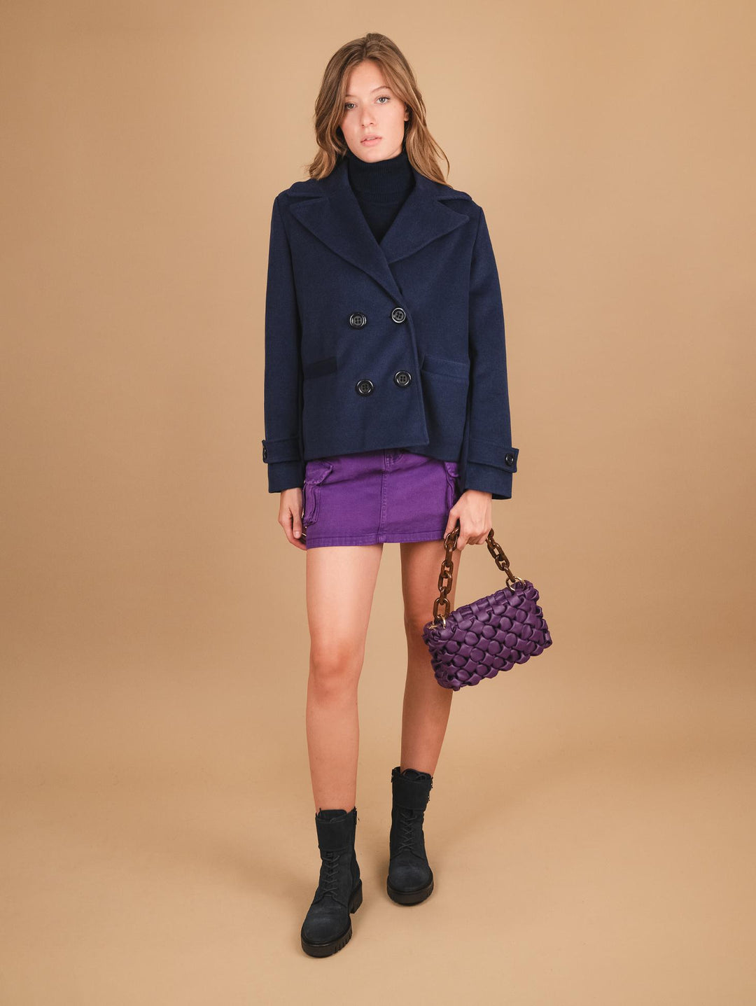 BORSA "CURLY " IN PELLE INTRECCIATA VIOLA CURLY VIOLA BIMOR 