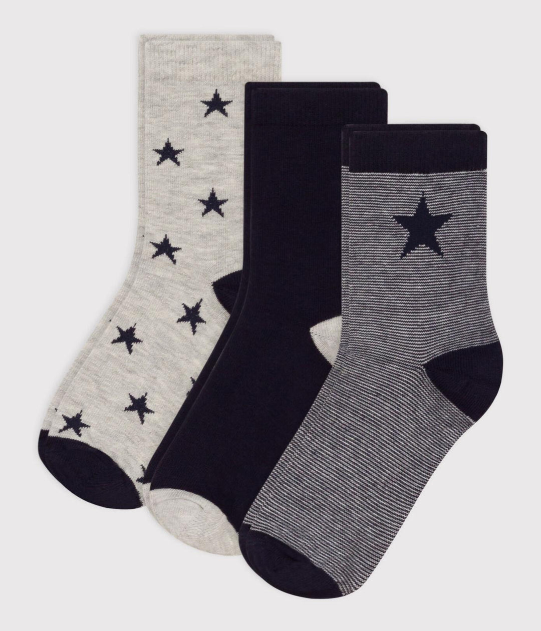 CONFEZIONE DA 3 PAIA DI CALZINI BAMBINO A STELLE IN JERSEY DI COTONE A08V3 01 PETIT BATEAU 