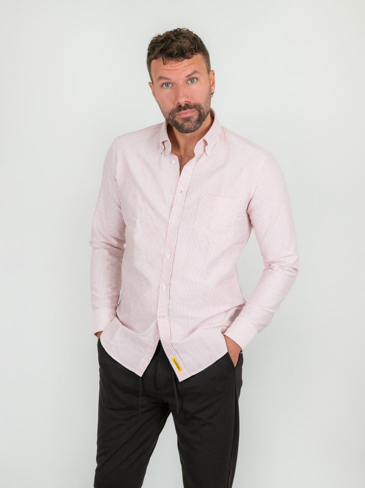 CAMICIA BUTTON DOWN A RIGHE BIANCO E ROSSO BRADFORD/BC007 04 BAGGIES 