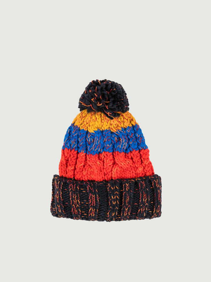 Berretto multicolor rosso con pom pon CP4072 MULTICOLOR ANDREA MORANDO 