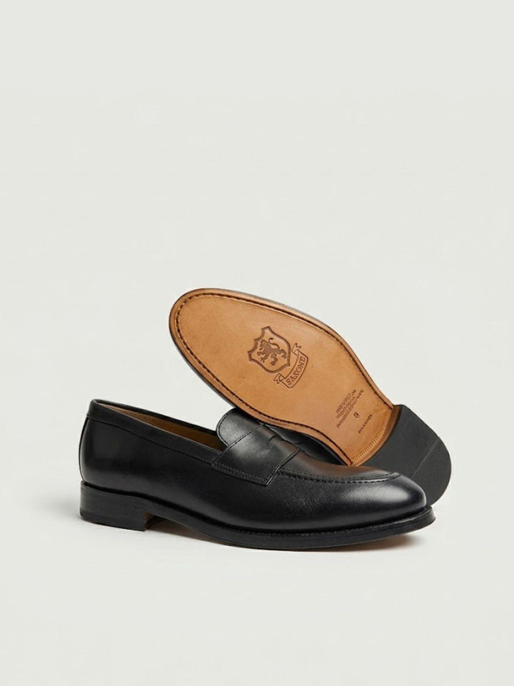 Mocassino penny in pelle nera TIREE NERO SAXONE 