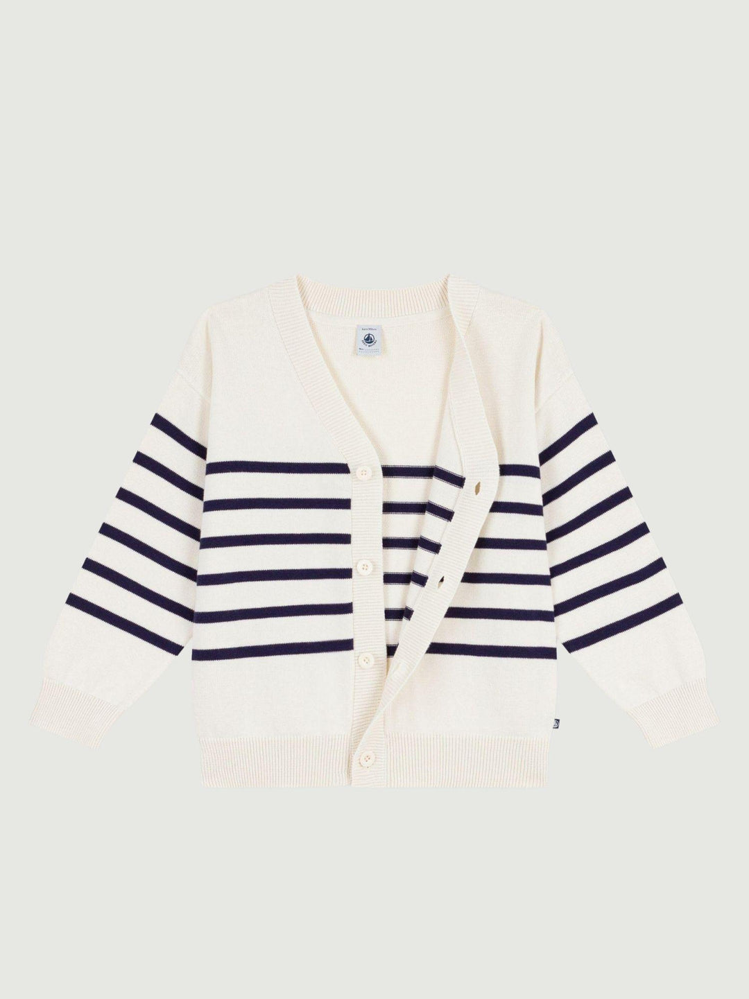 Cardigan marinière scollo a V in cotone A0F0F 01 PETIT BATEAU 