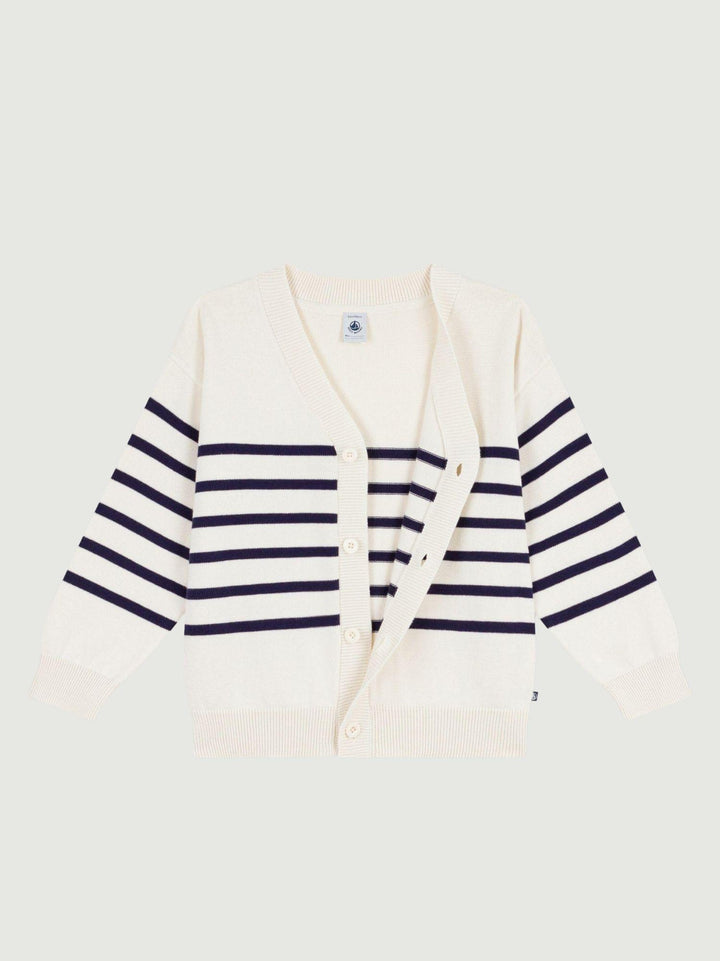 Cardigan marinière scollo a V in cotone A0F0F 01 PETIT BATEAU 