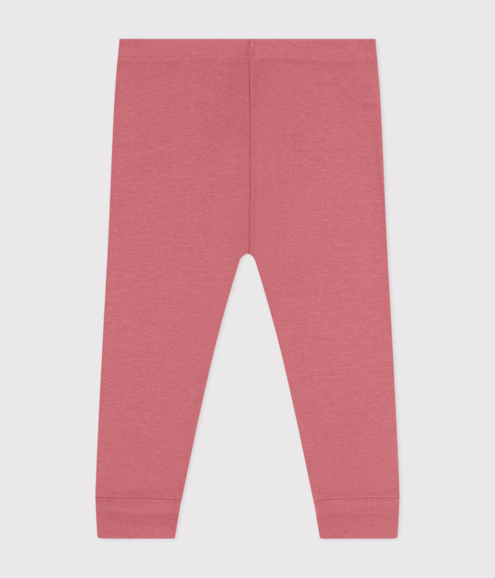 Leggings a tinta unita rosa in cotone per bebè A0BQH 06 PETIT BATEAU 