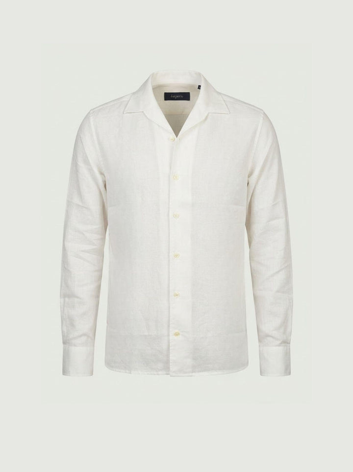Camicia in tessuto chambray lino e cotone bianca CRAIG 01 DEPERLU 