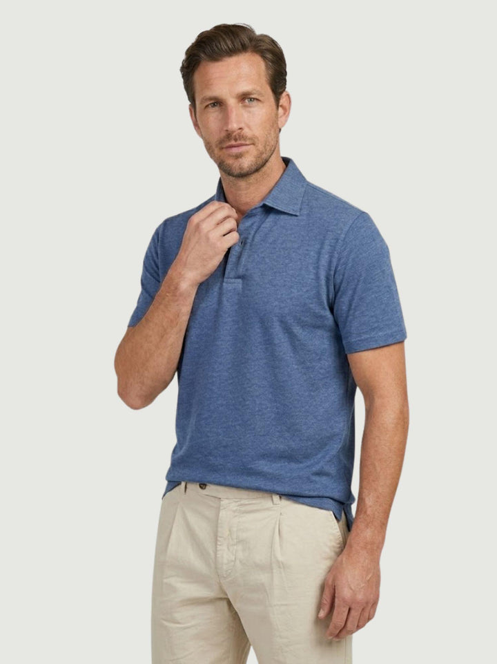 Polo in jersey lino cotone bluette BU26S08POJERSEYLINCOT 205 ANDREA MORANDO 