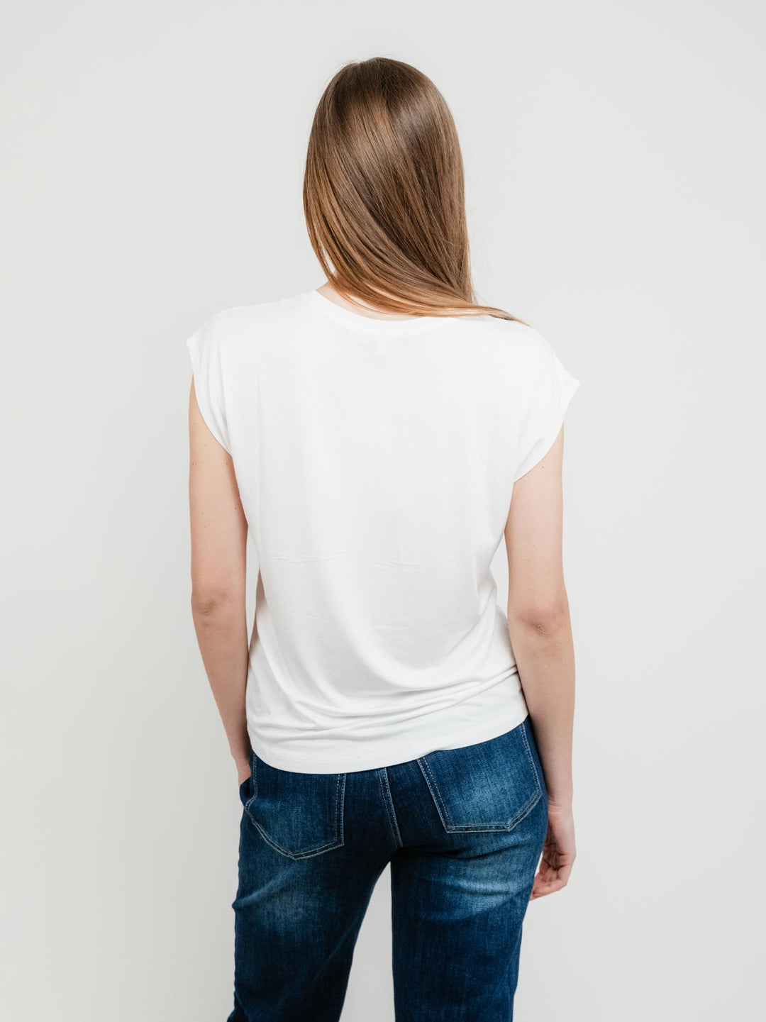 T-shirt scollo a V bianca 515LICA013 BIANCO ANDREA MORANDO 