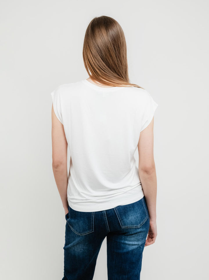 T-shirt scollo a V bianca 515LICA013 BIANCO ANDREA MORANDO 