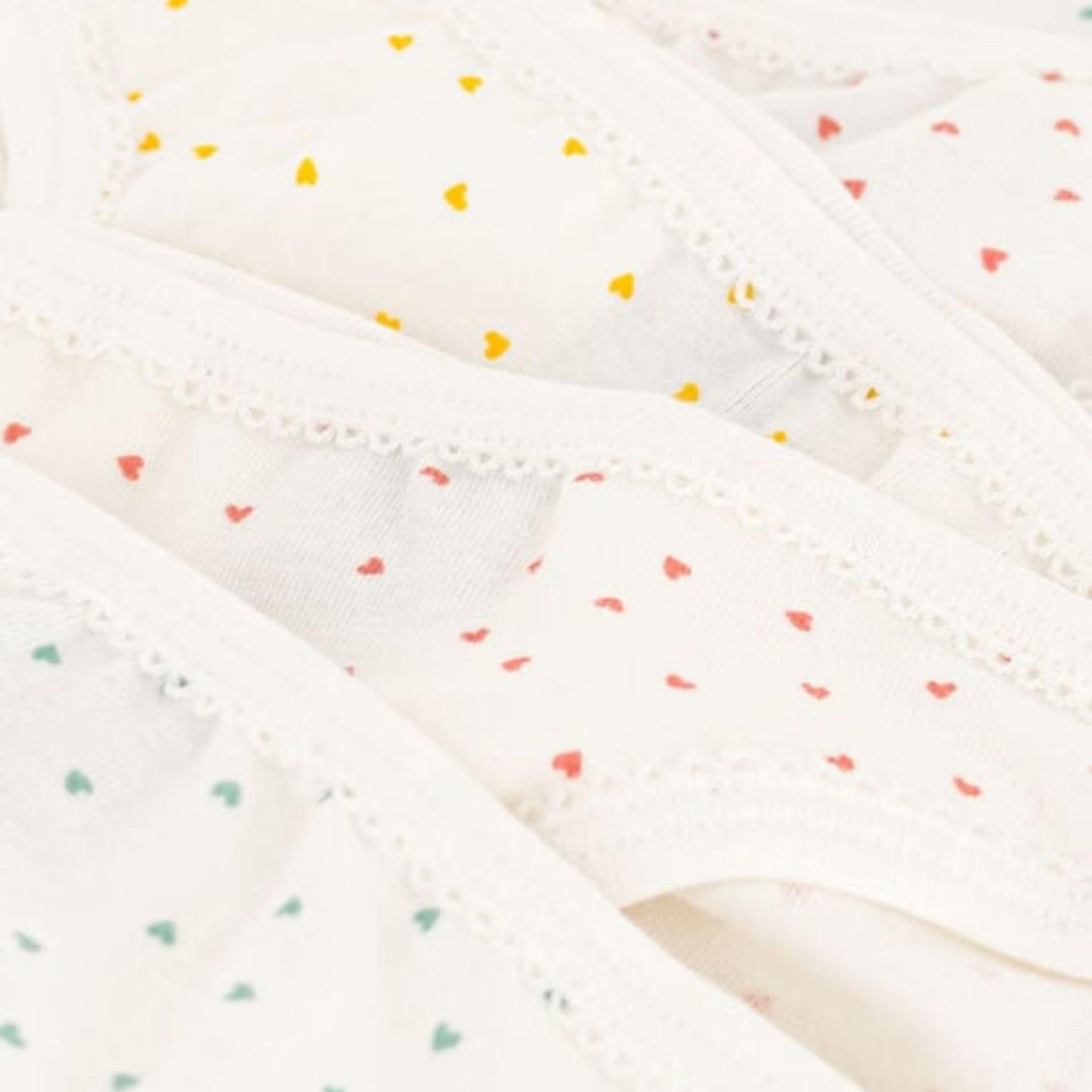 SET DI 5 SLIP BAMBINA IN COTONE A CUORICINI A0A45 00 PETIT BATEAU 