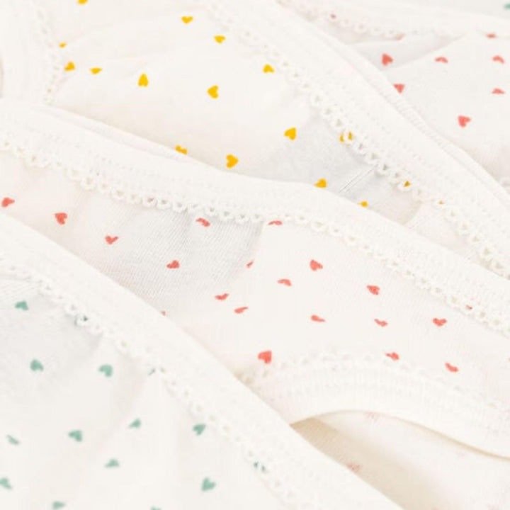 SET DI 5 SLIP BAMBINA IN COTONE A CUORICINI A0A45 00 PETIT BATEAU 