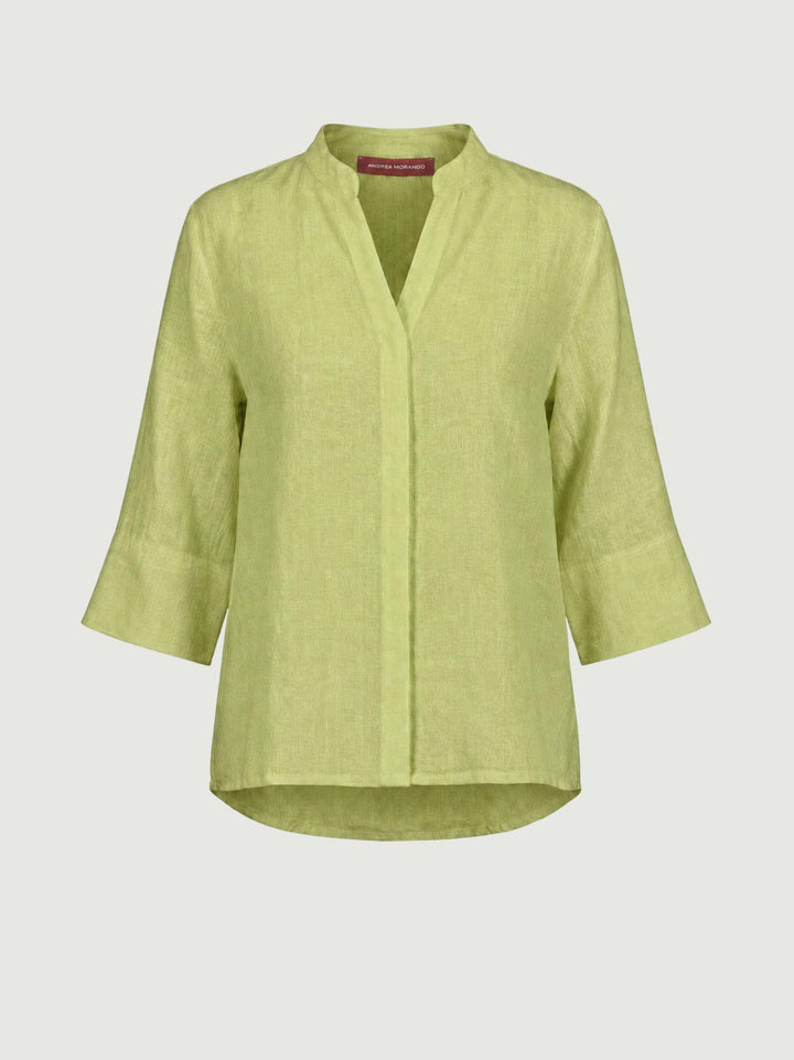 Camicia coreana in lino pistacchio 6CM0302 601 ANDREA MORANDO 