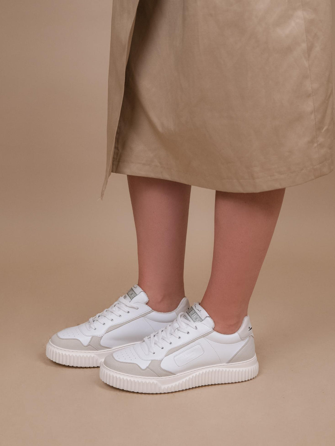 Sneakers in pelle Hybro city bianco beige 2017044 141B61 VOILE BLANCHE 