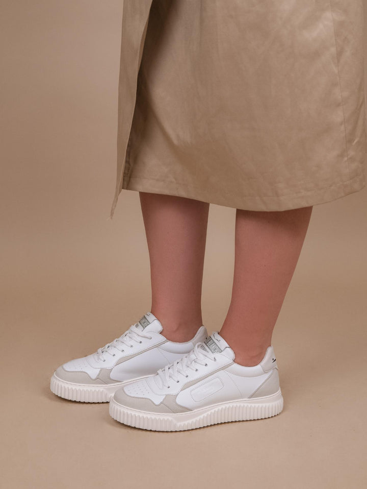 Sneakers in pelle Hybro city bianco beige 2017044 141B61 VOILE BLANCHE 