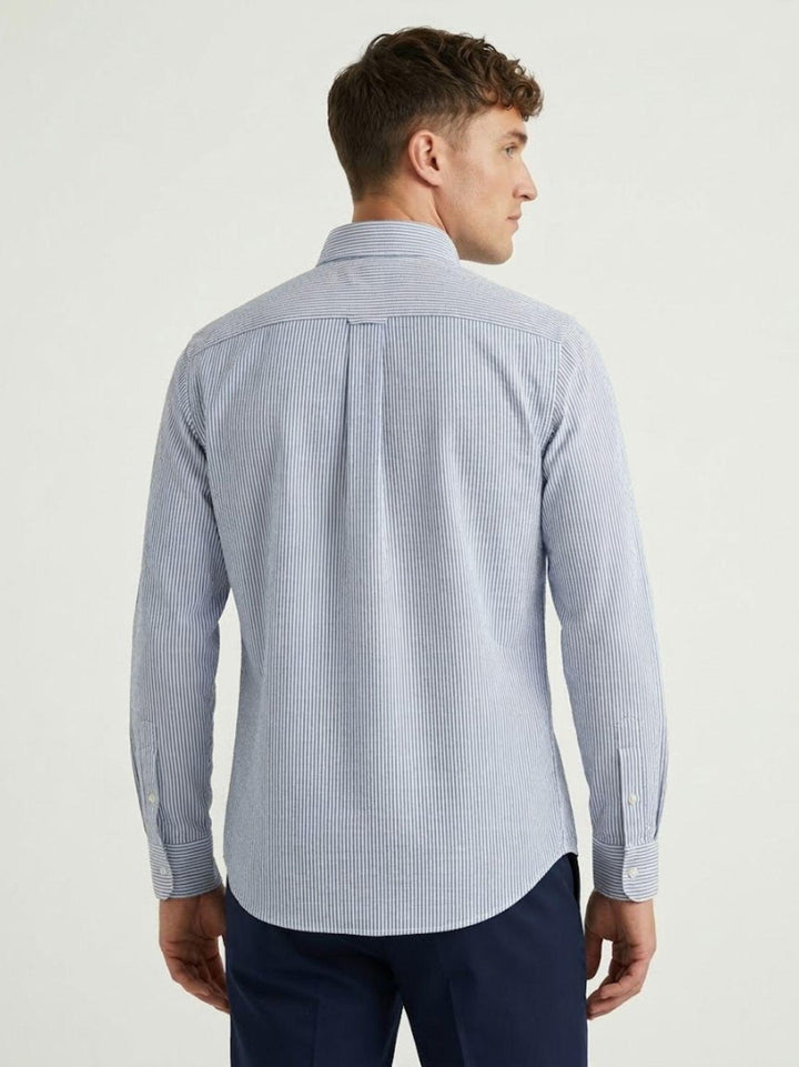 Camicia in cotone a righe bianche e azzurro BRAD/SEB16S35 02 BAGGIES 