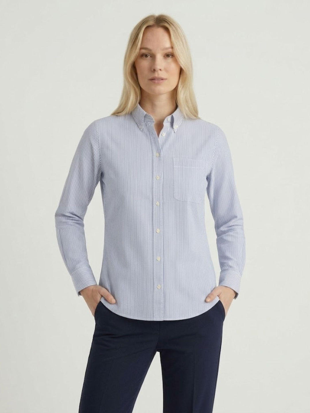 Camicia in cotone a righe azzurre e bianche 4006 RIGA ANDREA MORANDO 
