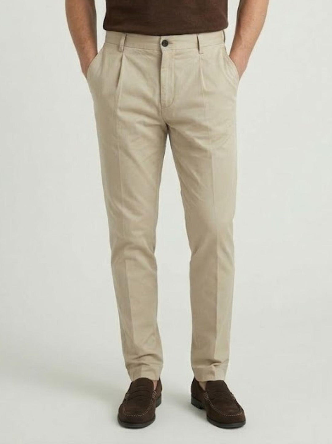 Pantalone con tasche americane lino cotone beige CO0515M 2018 ANDREA MORANDO 