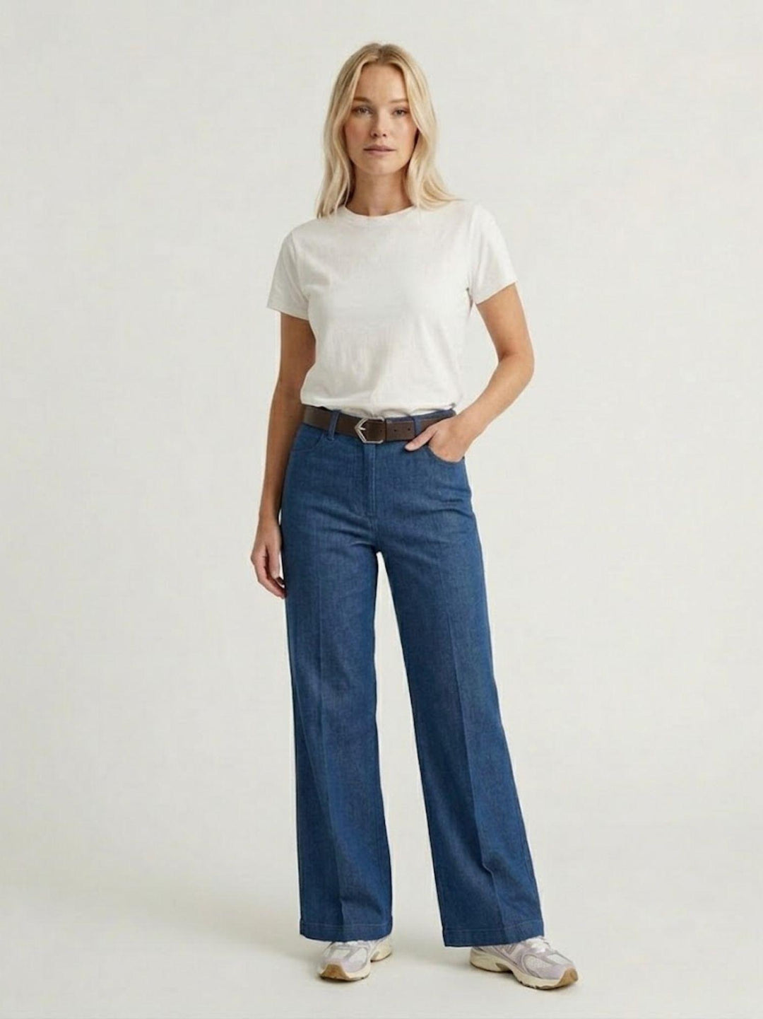Pantalone a palazzo gamba ampia in cotone denim 5546 DENIM ANDREA MORANDO 