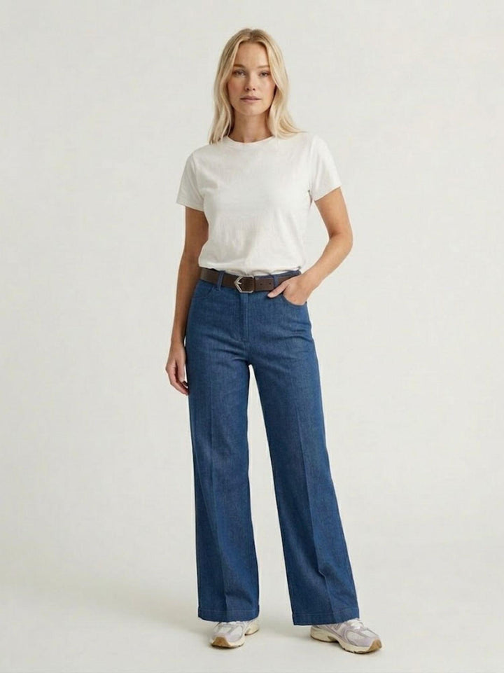 Pantalone a palazzo gamba ampia in cotone denim 5546 DENIM ANDREA MORANDO 