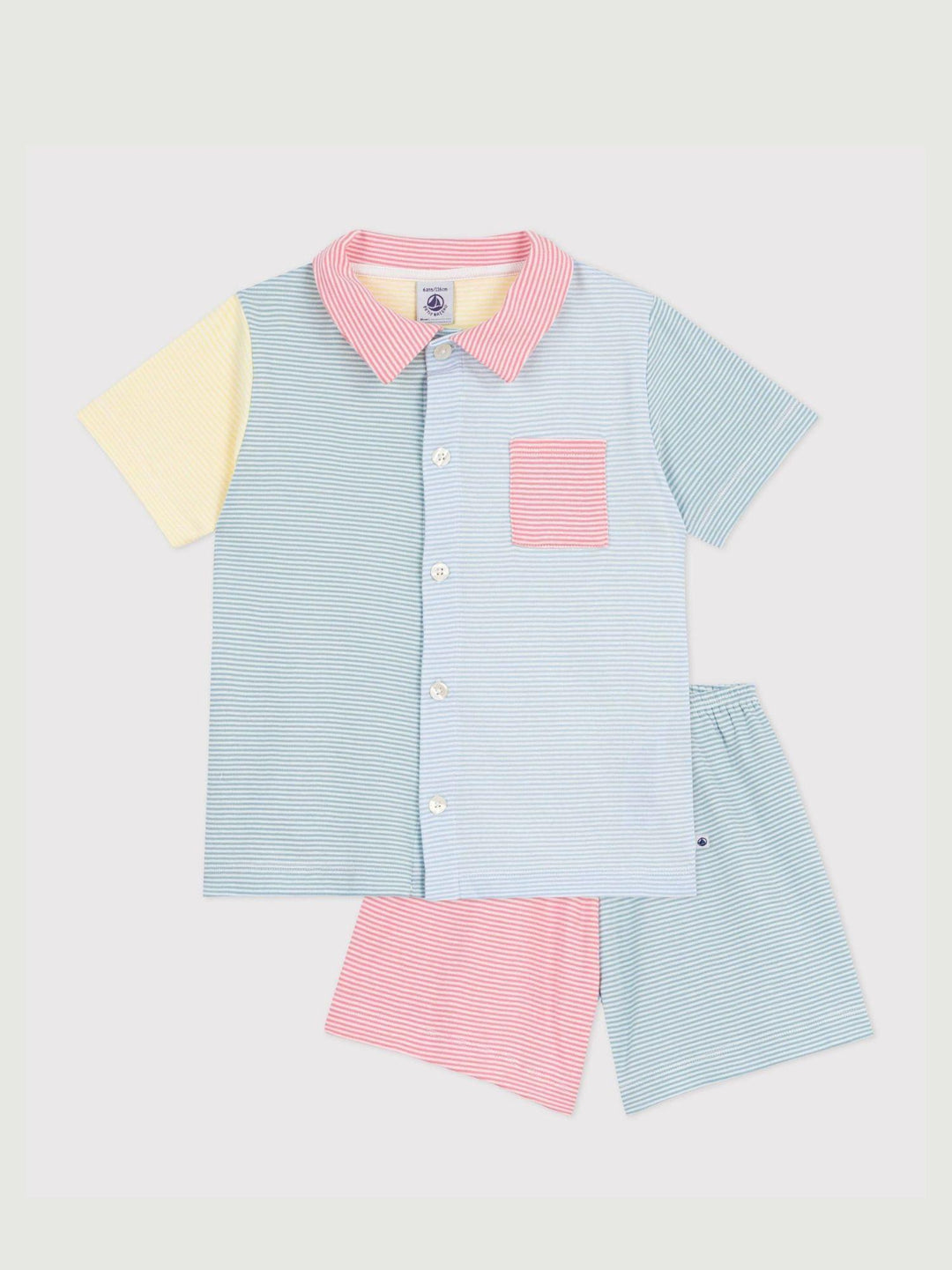 Pigiama corto unisex a righe multicolor in cotone A0F1M 01 PETIT BATEAU 