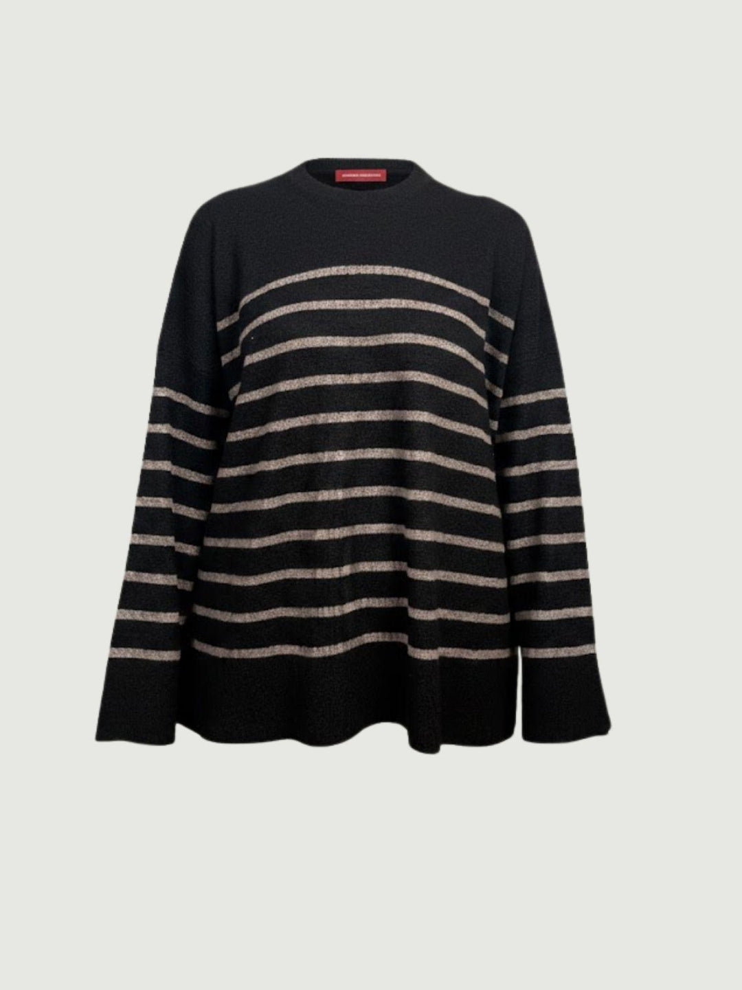 Maglia in lana nera a righe noce 14284M NERO-NOCE ANDREA MORANDO 