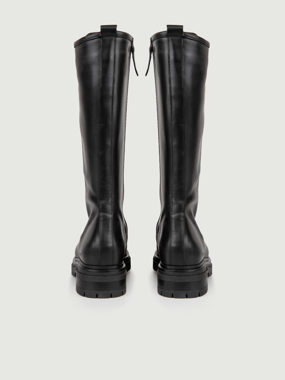 ANFIBIO ALTO IN PELLE NERA CON ZIP