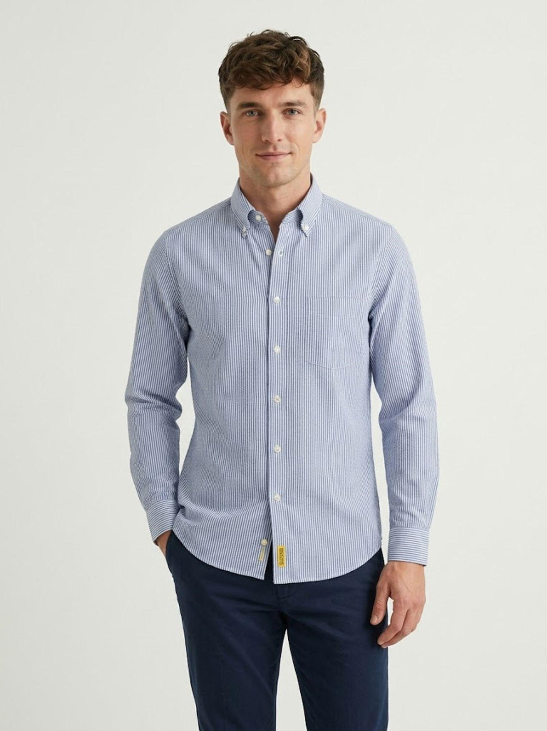 Camicia in cotone a righe bianche e azzurro BRAD/SEB16S35 02 BAGGIES 